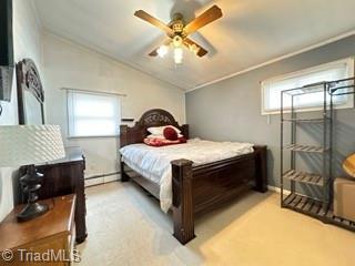 bedroom featuring vaulted ceiling and a ceiling fan