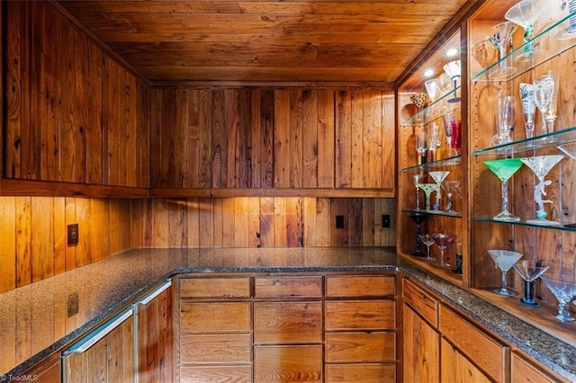 interior space with wooden ceiling