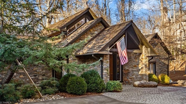 view of front of house featuring stone siding