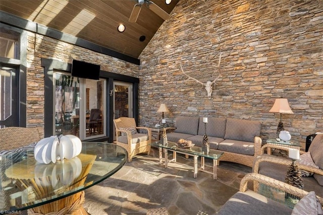 view of patio / terrace featuring a ceiling fan and an outdoor hangout area