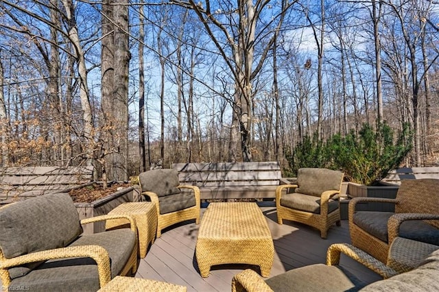 view of patio / terrace with an outdoor living space and a deck