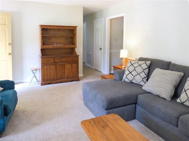 view of carpeted living area