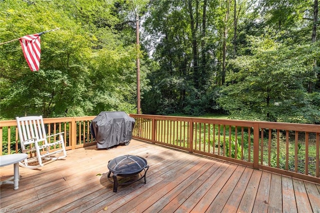 5001 Robert Andrew Rd, Greensboro, NC 27406 - deck with grilling area and a fire pit