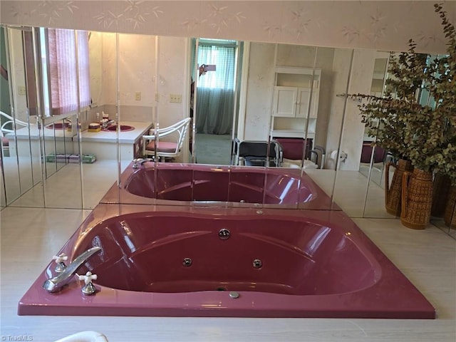 210 Grinton Ave, Wilkesboro, NC 28697 - full bath with a tub with jets and tile patterned floors