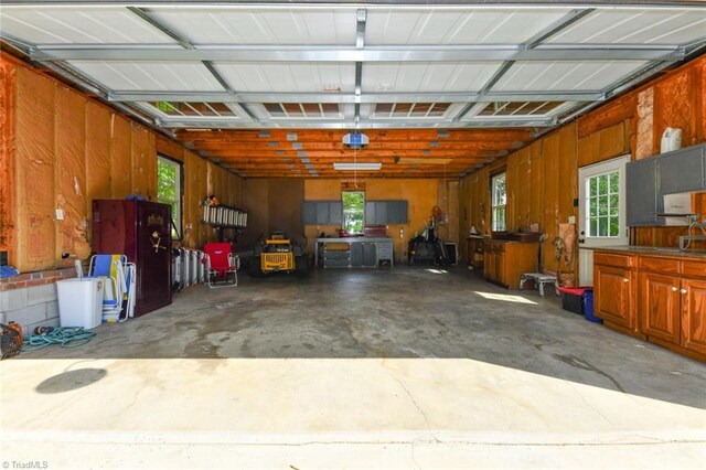 garage with wooden walls