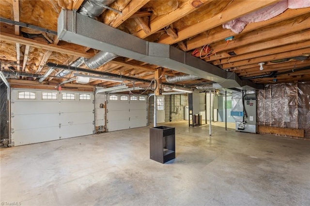 garage featuring heating unit