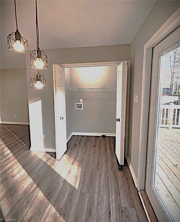 interior space featuring dark hardwood / wood-style flooring