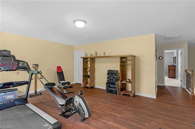 1934 Rubywood St, Greensboro, NC 27405 - exercise room featuring baseboards, visible vents, and wood finished floors