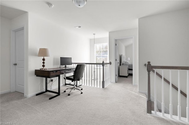 view of carpeted home office