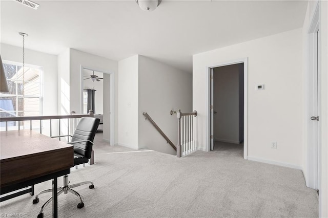 view of carpeted office space