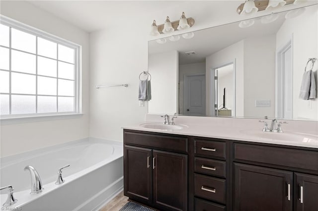 bathroom featuring a bathing tub and vanity