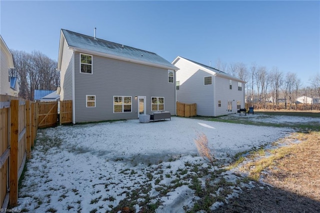 view of snow covered property