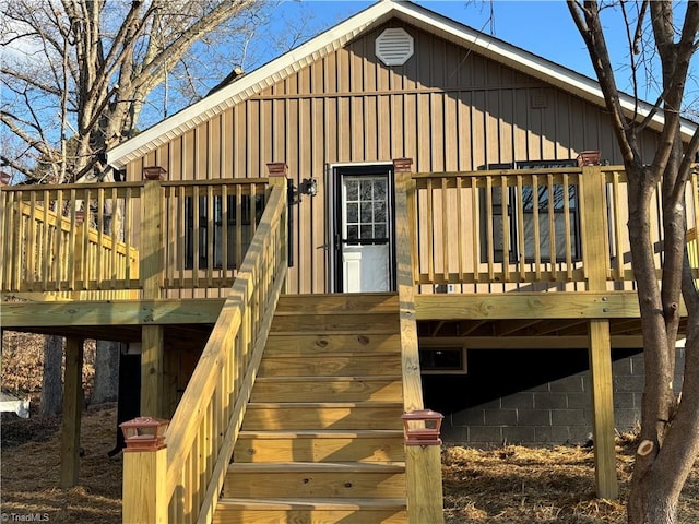 exterior space featuring a wooden deck