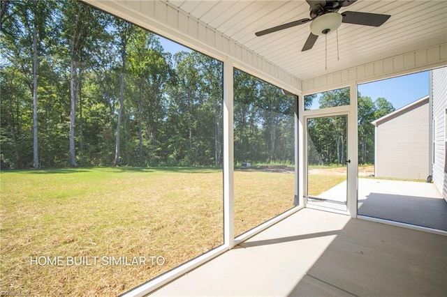 6963 Orchard Path Dr, Clemmons, NC 27012 - unfurnished sunroom featuring a ceiling fan