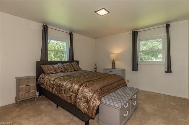 carpeted bedroom with multiple windows