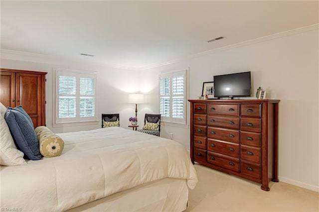 226 Cedar Trl, Winston-Salem, NC 27104 - bedroom featuring ornamental molding, multiple windows, light colored carpet, and baseboards