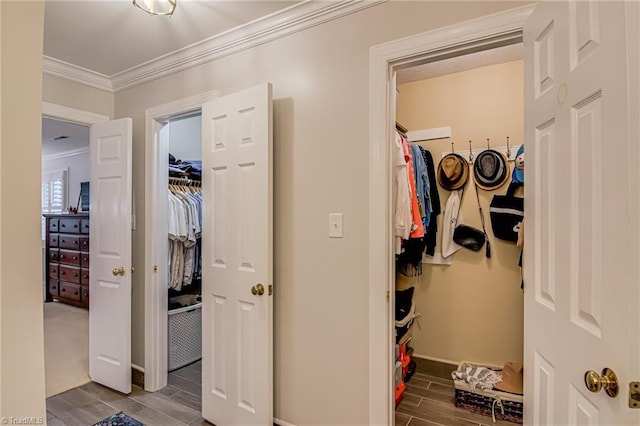 226 Cedar Trl, Winston-Salem, NC 27104 - corridor with ornamental molding, wood tiled floors, and baseboards