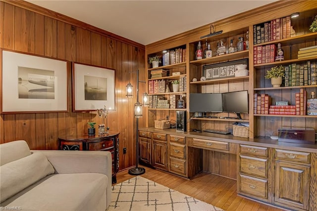226 Cedar Trl, Winston-Salem, NC 27104 - office with wooden walls, light wood-type flooring, and built in study area