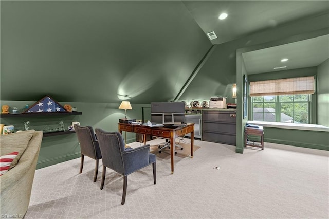 2990 Reynolds Sq, Winston-Salem, NC 27106 - office featuring lofted ceiling, carpet flooring, and recessed lighting