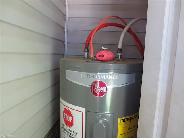 utility room with water heater