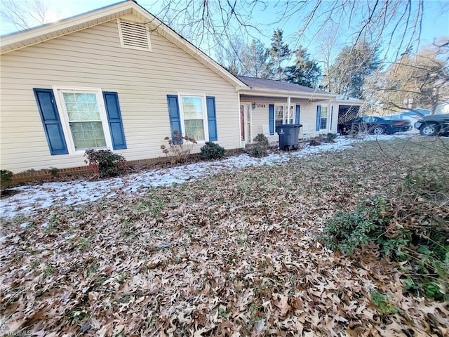 view of single story home