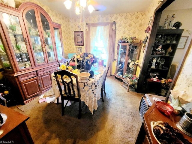 view of carpeted dining room