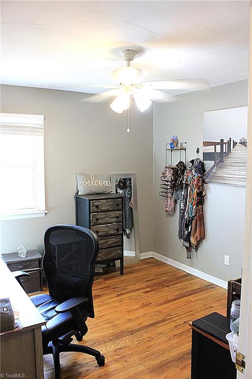 177 Duke Rd, Mount Airy, NC 27030 - office space with ceiling fan, baseboards, and wood finished floors