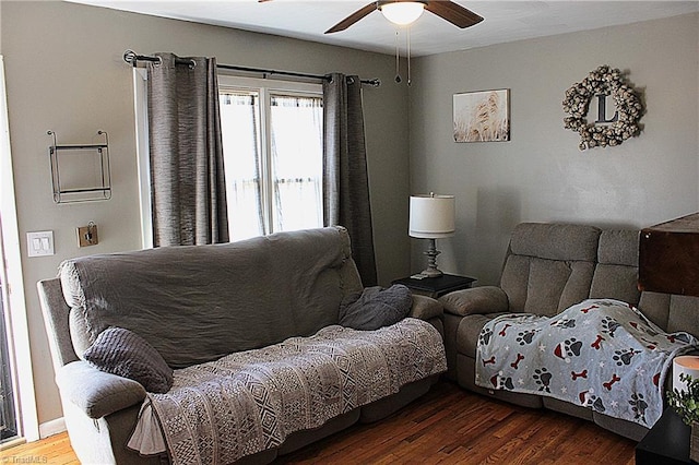 177 Duke Rd, Mount Airy, NC 27030 - living area featuring ceiling fan and dark wood-type flooring