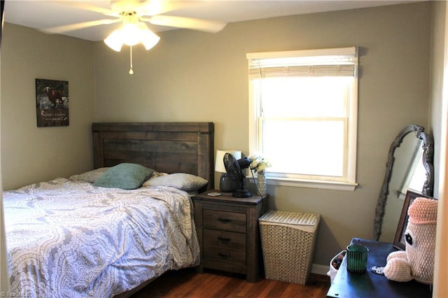 177 Duke Rd, Mount Airy, NC 27030 - bedroom with ceiling fan and dark wood-type flooring