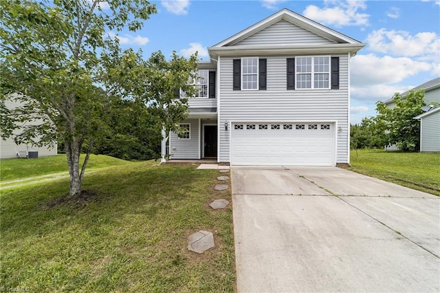 4908 Peppercorn Ln, Greensboro, NC 27406 - traditional home with concrete driveway, a garage, a front lawn, and a balcony