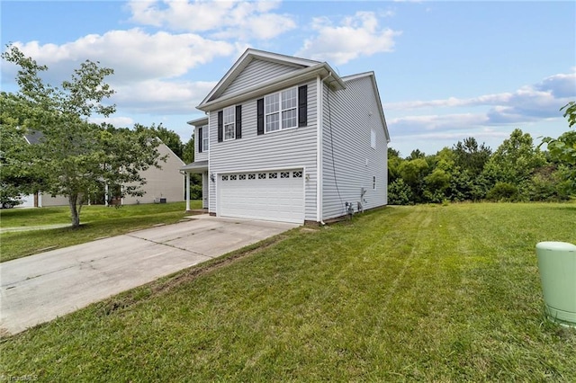 4908 Peppercorn Ln, Greensboro, NC 27406 - view of front of house featuring a garage, concrete driveway, and a front yard