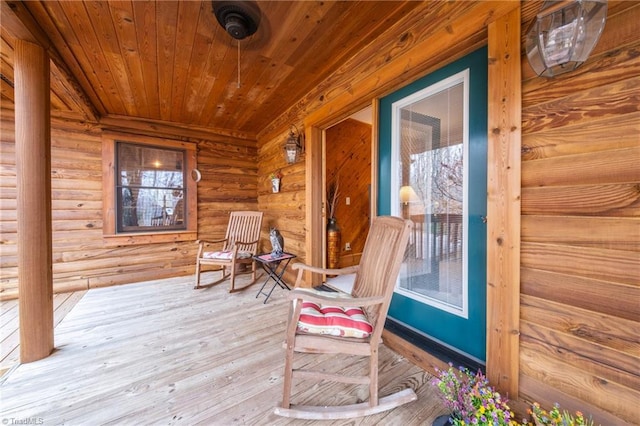 interior space featuring wood ceiling