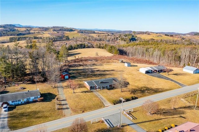 aerial view with a rural view