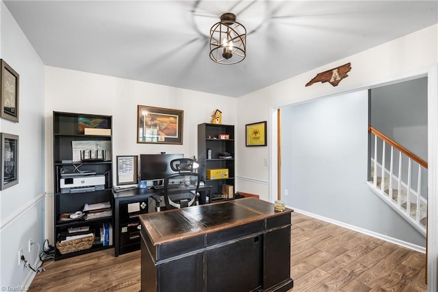 office area featuring wood finished floors