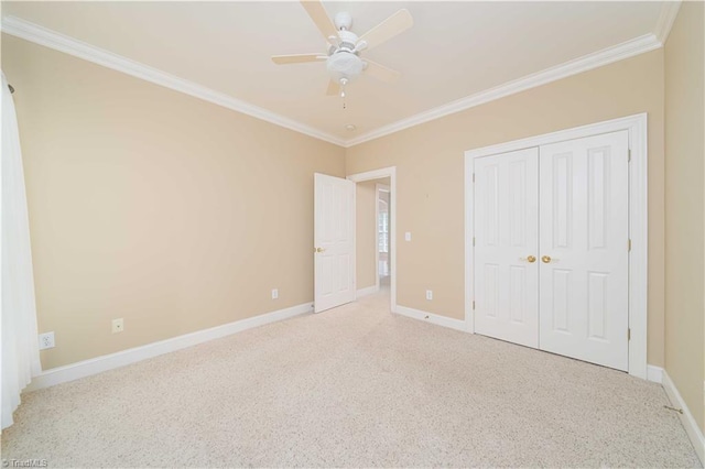 2334 Addison Blvd, High Point, NC 27262 - unfurnished bedroom featuring crown molding, light carpet, baseboards, and a closet