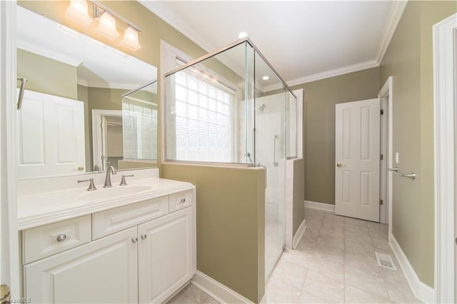 2334 Addison Blvd, High Point, NC 27262 - full bath with ornamental molding, tiled shower, vanity, and baseboards