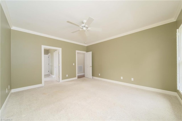 2334 Addison Blvd, High Point, NC 27262 - unfurnished bedroom with light colored carpet, ornamental molding, baseboards, and ceiling fan