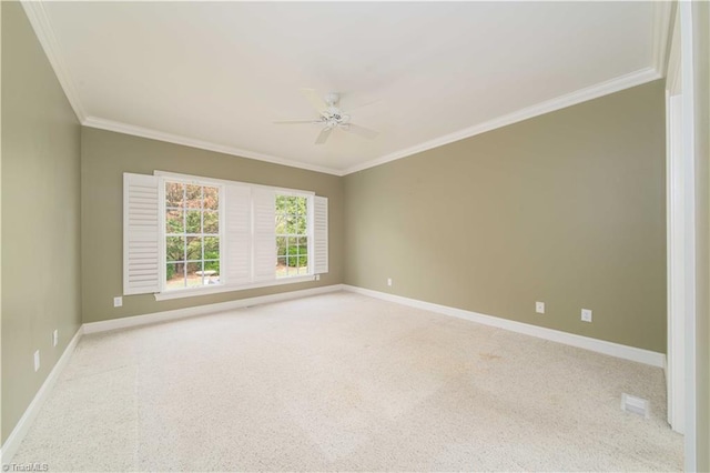 2334 Addison Blvd, High Point, NC 27262 - spare room featuring ornamental molding, a ceiling fan, light colored carpet, and baseboards