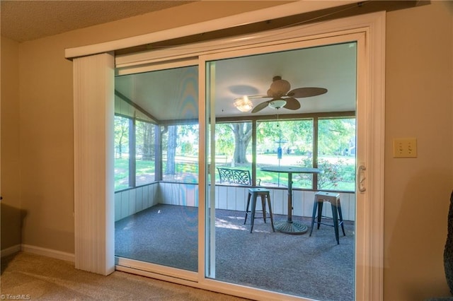 136 Fairway Dr, Bermuda Run, NC 27006 - unfurnished dining area with carpet, ceiling fan, and plenty of natural light