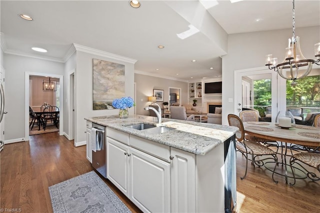 4919 Setter Ct, Jamestown, NC 27282 - kitchen featuring a sink, a chandelier, dishwasher, recessed lighting, and open floor plan