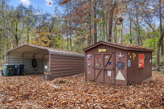 view of outdoor structure with a carport