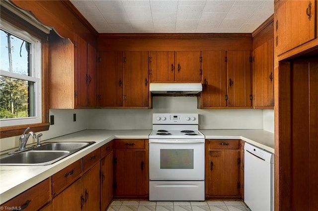 kitchen featuring sink and white appliances