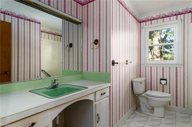 bathroom with toilet and vanity