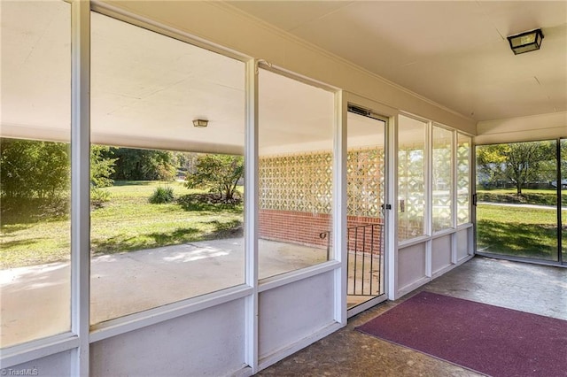 view of unfurnished sunroom