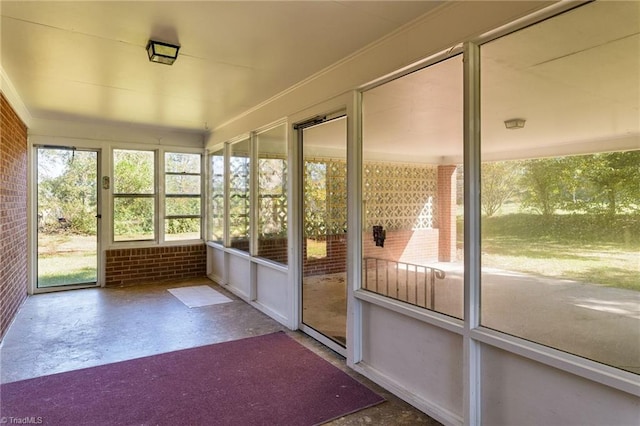 view of unfurnished sunroom