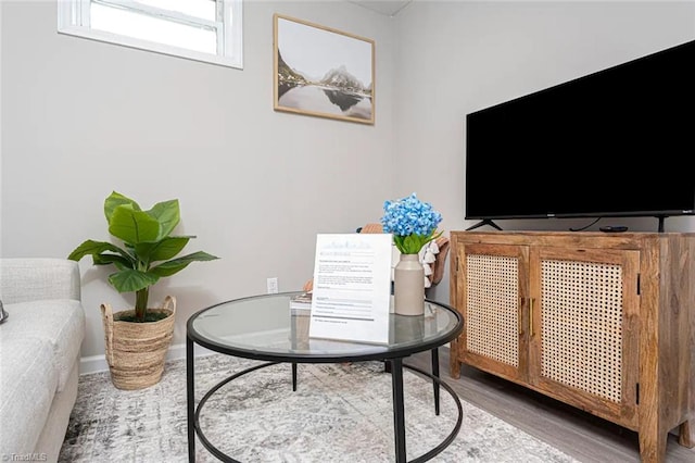 living area with wood-type flooring