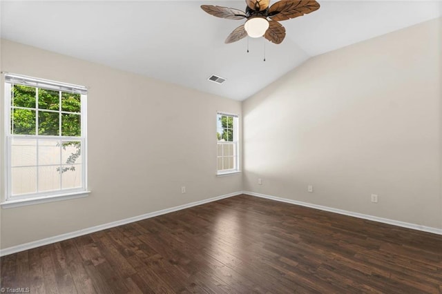 6051 Brookstone Ridge Dr, Winston-Salem, NC 27107 - spare room featuring vaulted ceiling, ceiling fan, baseboards, and wood finished floors