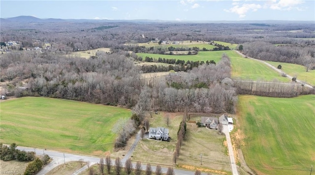 drone / aerial view with a rural view