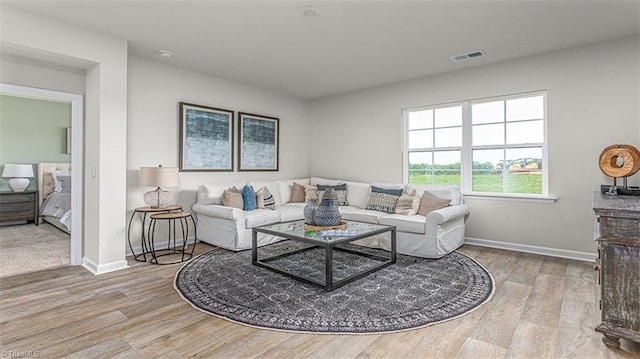 152 Rose Wind Way, Mayodan, NC 27027 - living room featuring baseboards, visible vents, and light wood-style floors