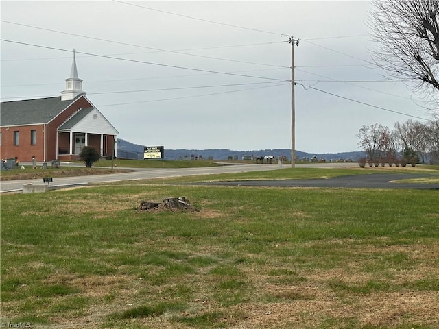 view of yard with a mountain view